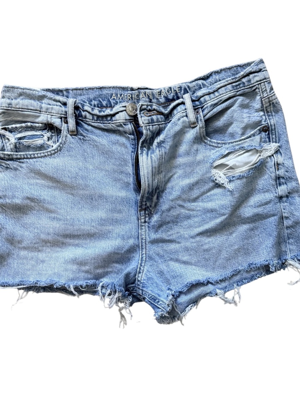American Eagle Outfitters Light Blue Distressed Denim Shorts